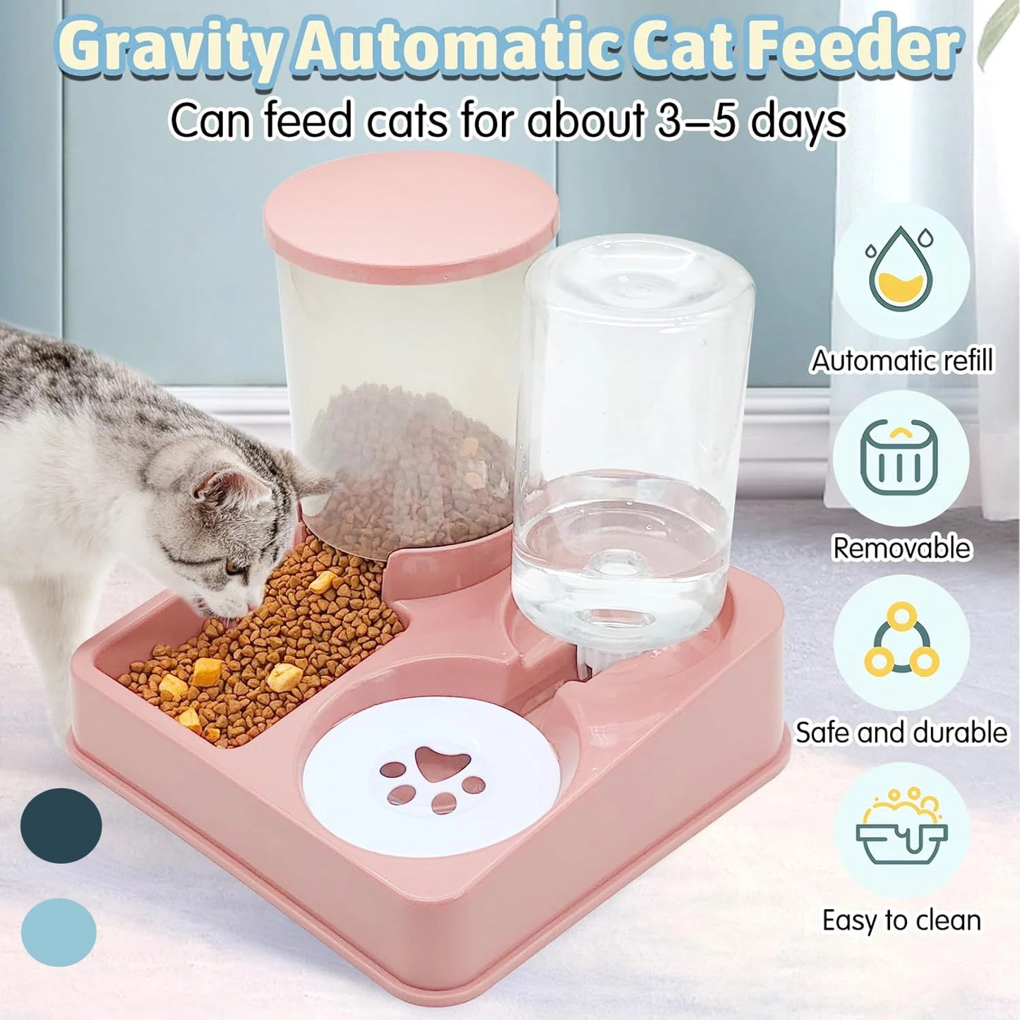 Automatic Cat Feeder and Water Dispenser Set