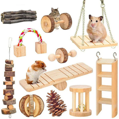 Natural Wooden Roller Toys for Rabbits and Guinea Pigs for Teeth Grinding