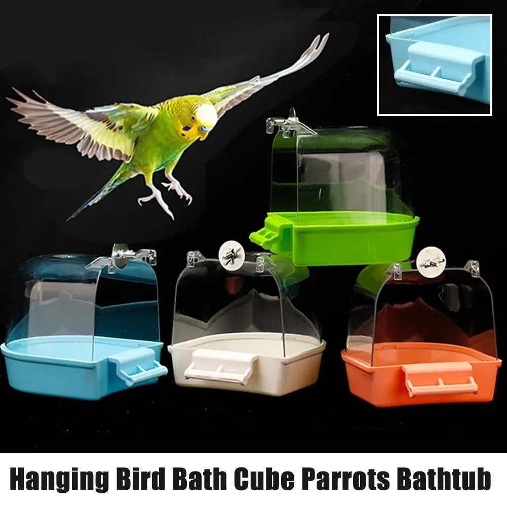Hanging Bird Bath Box - Parakeet Shower Cage for Pet Birds