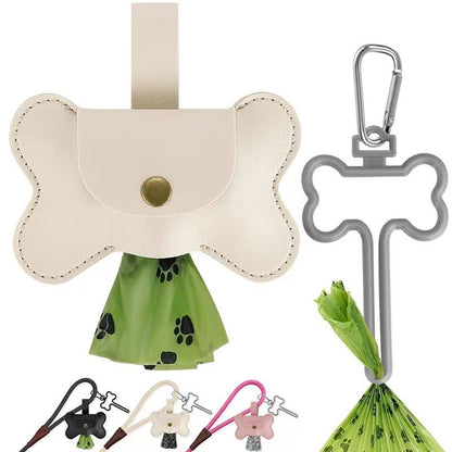 Dog Poop Pickup Bag Dispenser with Leash Clip