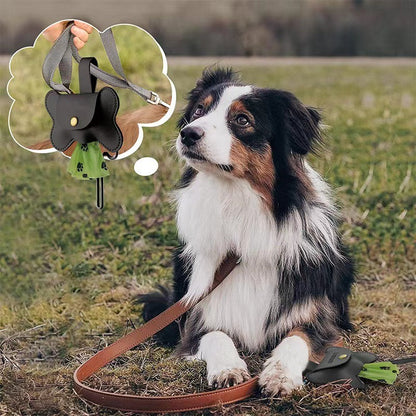 Dog Poop Pickup Bag Dispenser with Leash Clip