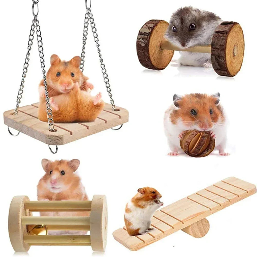 Natural Wooden Roller Toys for Rabbits and Guinea Pigs for Teeth Grinding