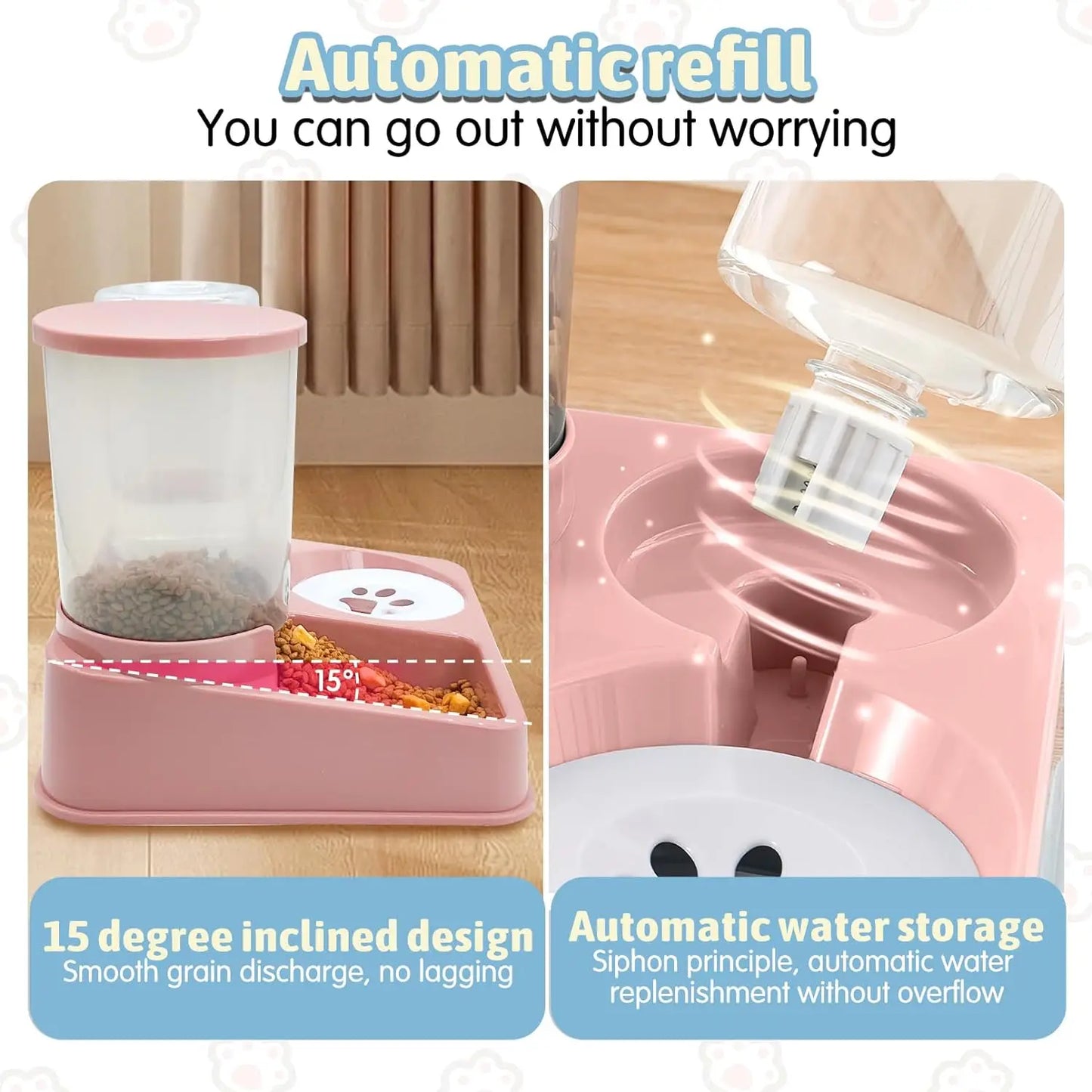 Automatic Cat Feeder and Water Dispenser Set