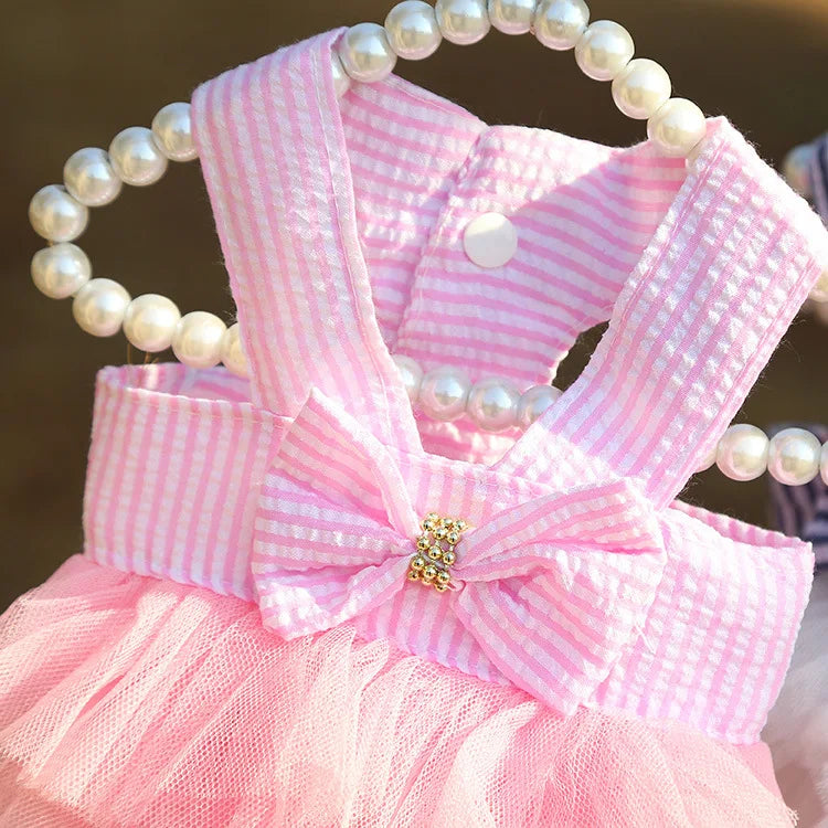 Striped Suspender Mesh Dress for Dogs