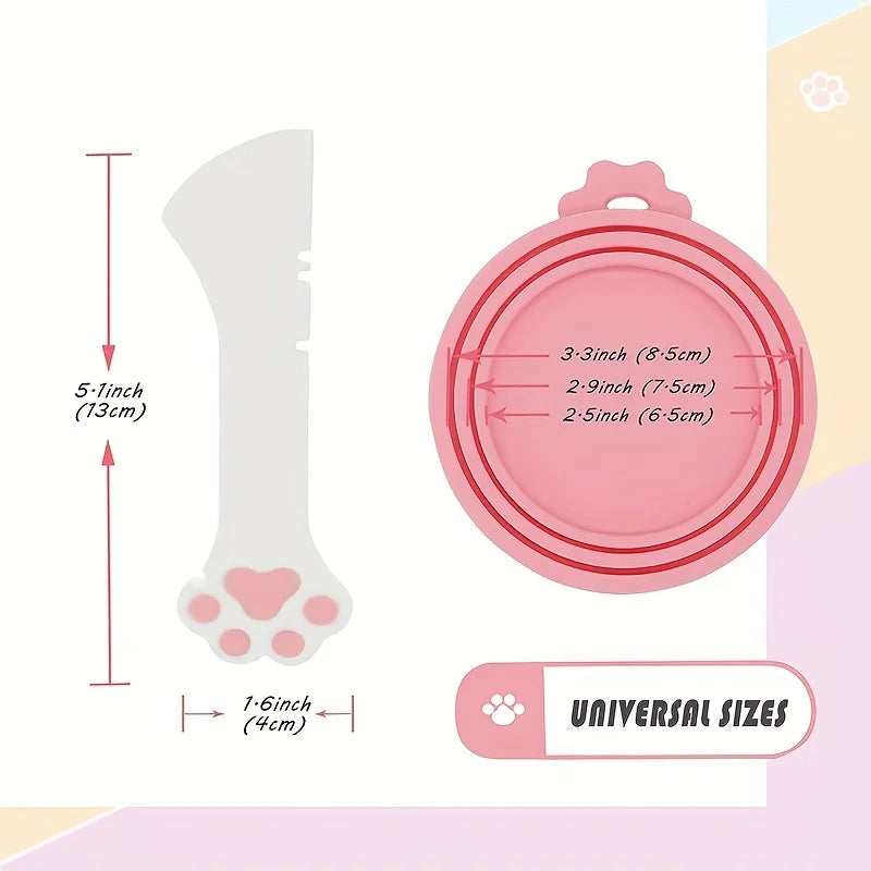 3-Piece BPA-Free Silicone Pet Food Can Lids & Opener Spoon Set – Universal Fit