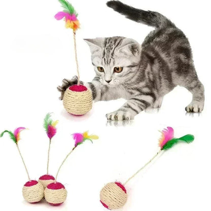 Sisal Rope Cat Toy – Durable Woven Ball for Scratching, Play & Exercise