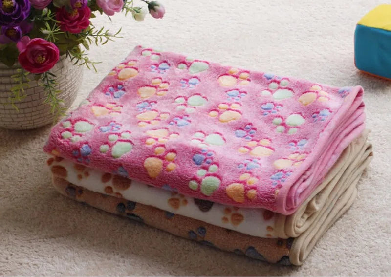 Paw Print Soft Fleece Blankets
